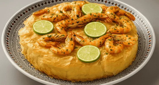 White fish and spinach pastilla — crispy layers with delicate seafood filling